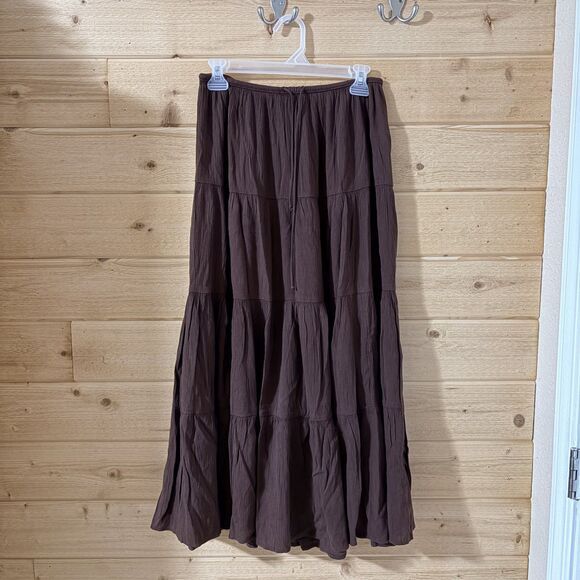 Aerie Beach Club Tiered Maxi Skirt in Dark Maple NWT - Picture 3 of 5